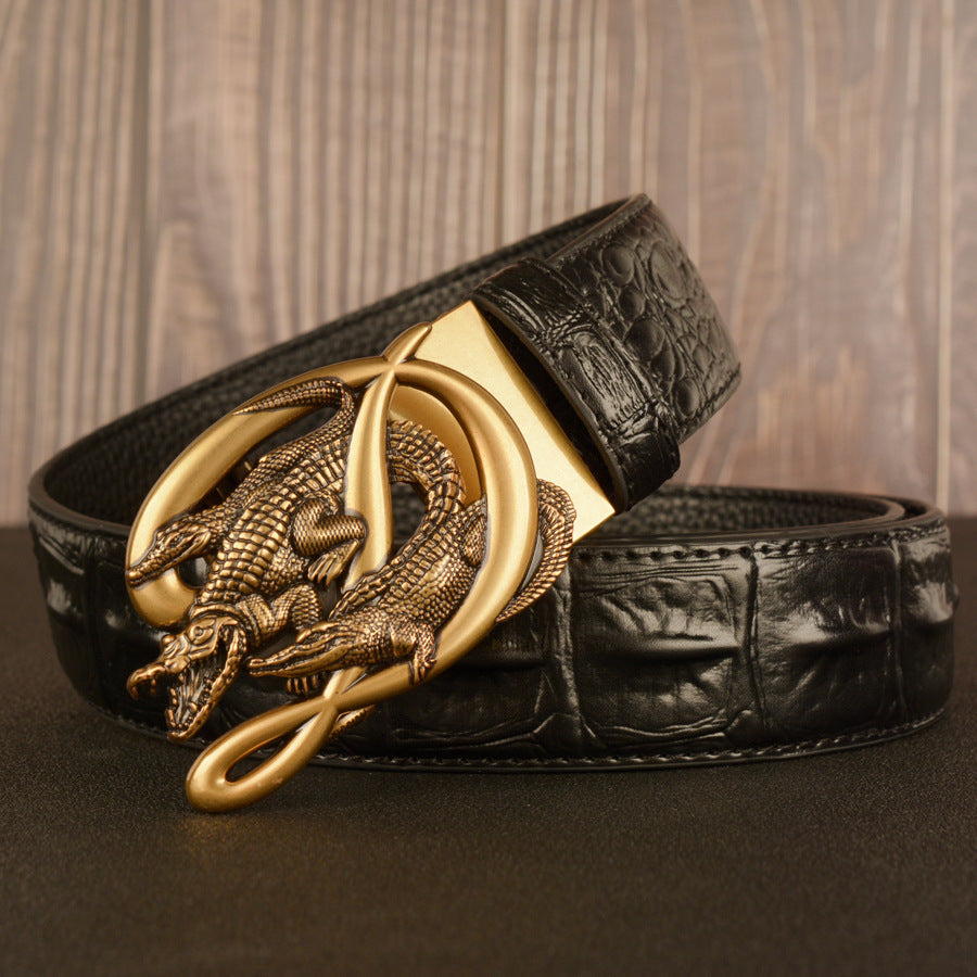 Men's Genuine Leather Belt with Automatic Alloy Buckle | TEY02