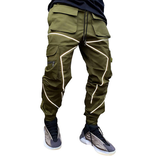 Army Green Mens Cargo Pants Hip Hop Techwear Harem Pant Jogger Sweatpants with Pockets Jogging Punk | W302 |