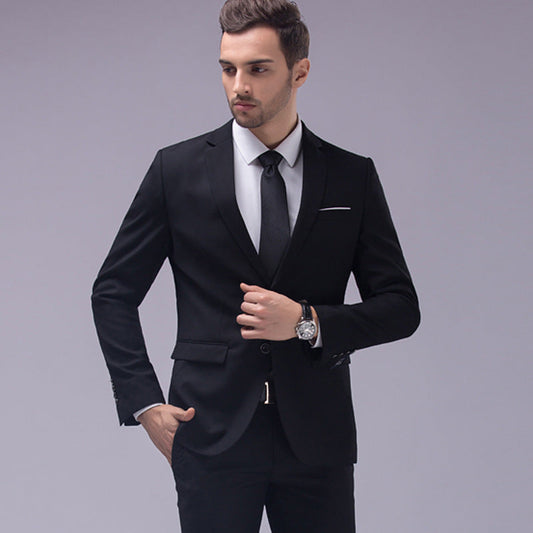 Black Suit 2pcs Set Slim Fit Tuxedos - X16