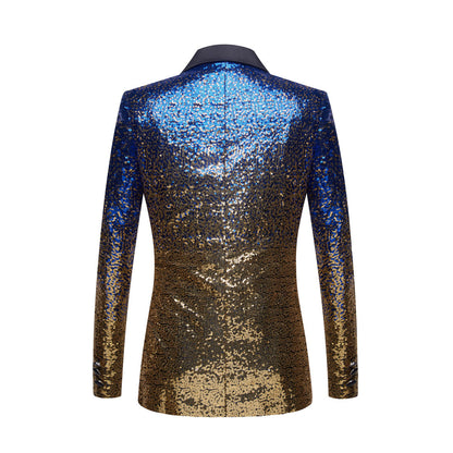 Men Fashion Gradual Change Color Sequins Suit Jacket| A102