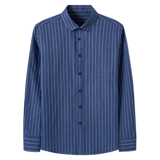 Mens Button Down Shirts Long Sleeve Striped Tops Regular-Fit Dress Shirt | C2060-75