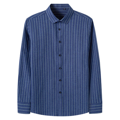 Mens Button Down Shirts Long Sleeve Striped Tops Regular-Fit Dress Shirt | C2060-75