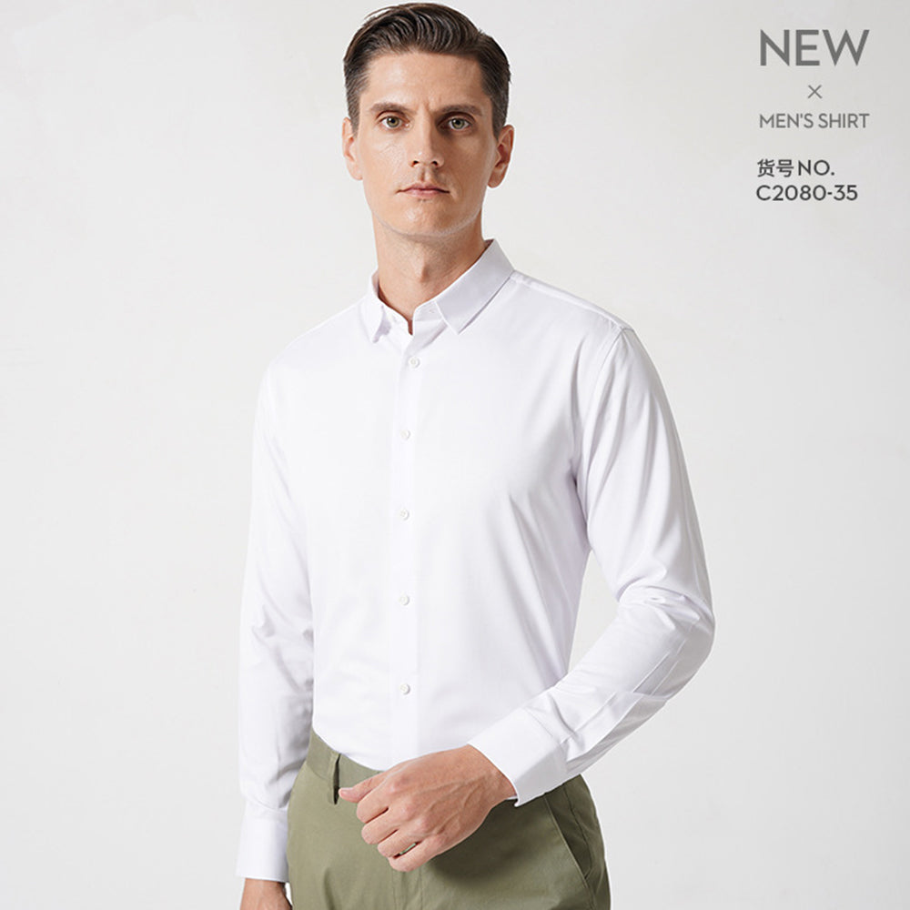 Modal Men's Dress Shirts Solid Long Sleeve Stretch Formal Shirt | C2080