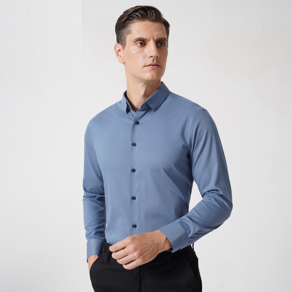 Modal Men's Dress Shirts Solid Long Sleeve Stretch Formal Shirt | C2080