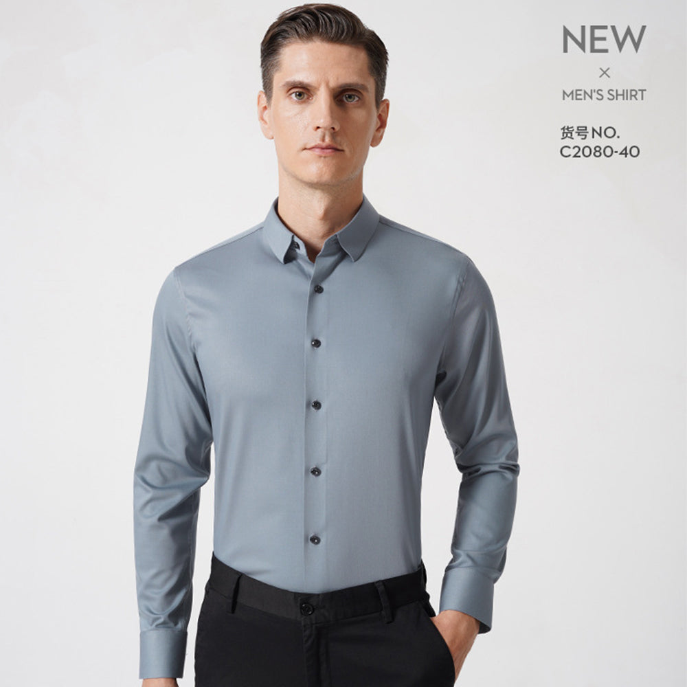 Modal Men's Dress Shirts Solid Long Sleeve Stretch Formal Shirt | C2080