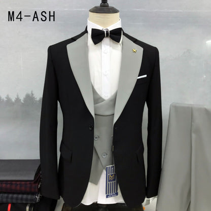 Men’s Dual Shade Premium Tuxedo Suit 3 Pieces Smart Fit Dress   - M4
