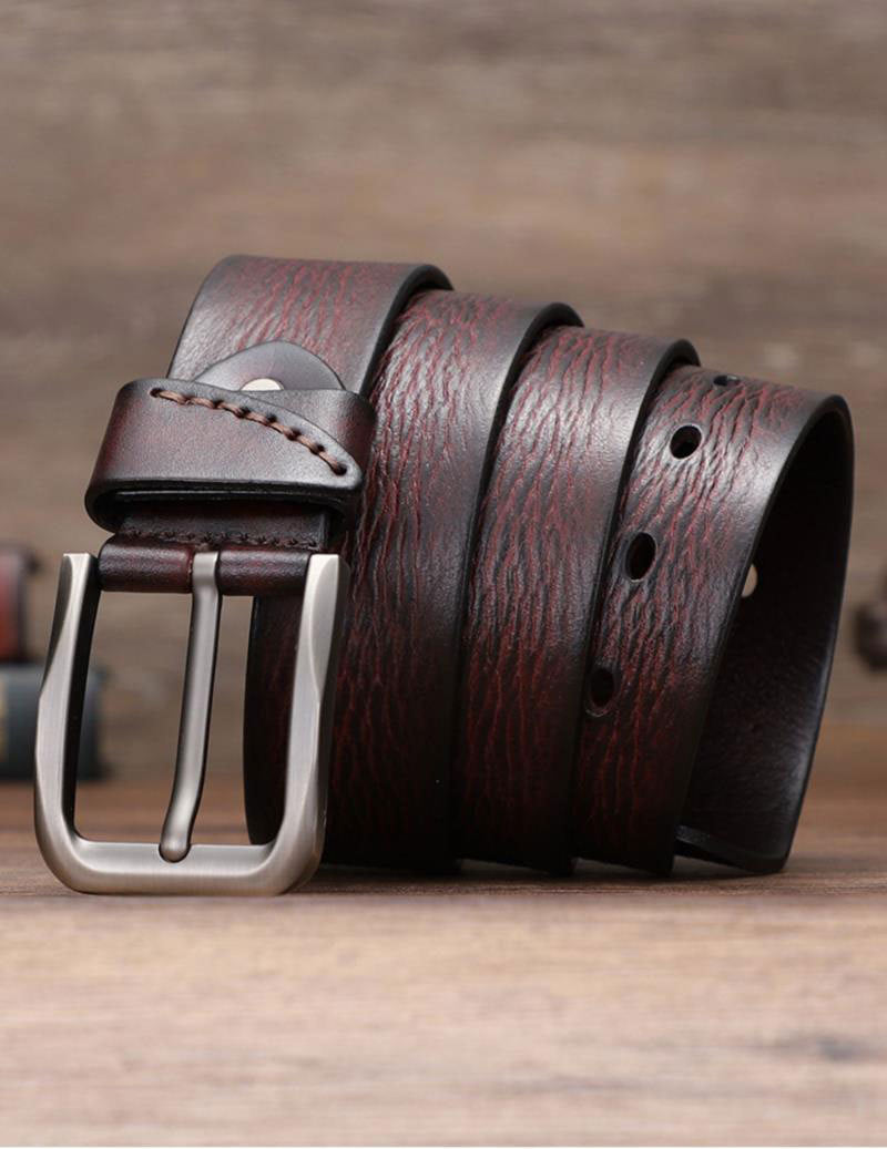 Men Genuine Leather Dress Belts For Suits, Jeans, Uniform With Single Prong Buckle  |  CY0010
