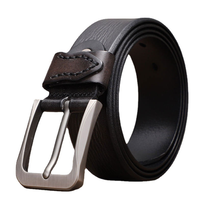 Men Genuine Leather Dress Belts For Suits, Jeans, Uniform With Single Prong Buckle  |  CY0010