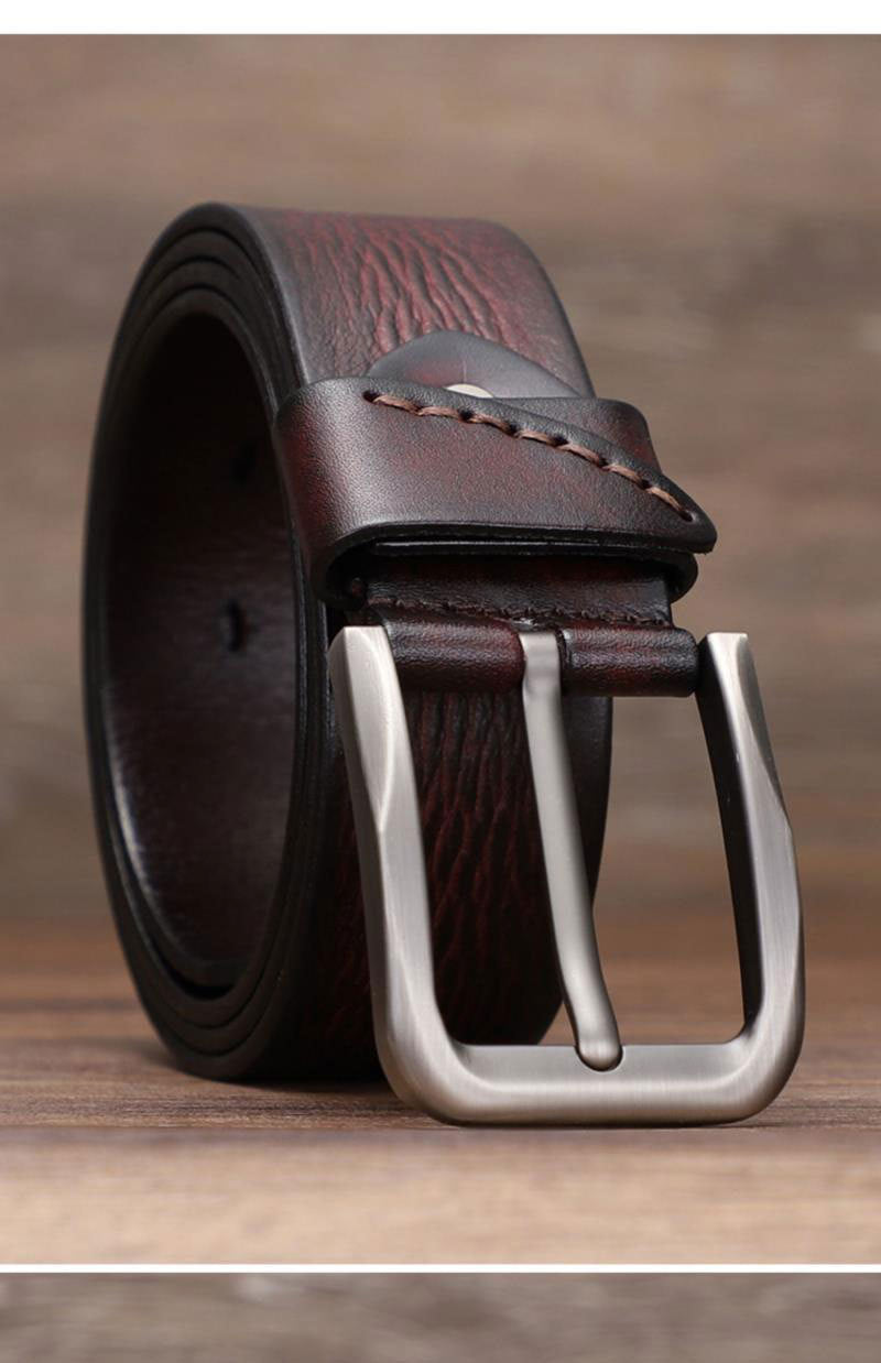 Men Genuine Leather Dress Belts For Suits, Jeans, Uniform With Single Prong Buckle  |  CY0010