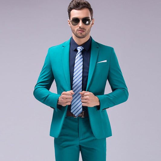 Men's Teal Green Suits 2pcs Sets Slim Fit Suit Tuxedo - X16