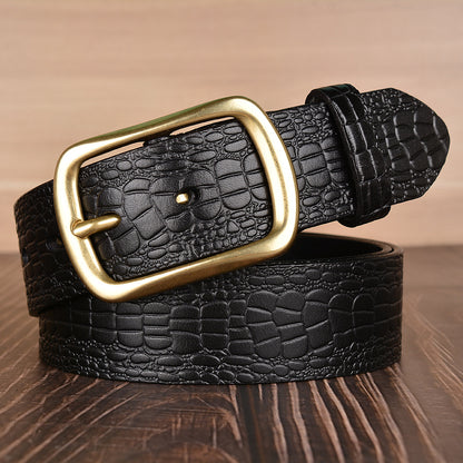 Genuine Full Grain Leather Mock Print 38mm Harness Belt Strap | TCZK06