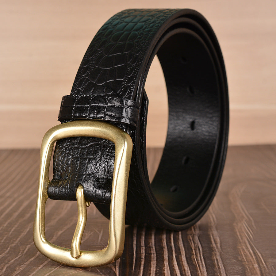 Genuine Full Grain Leather Mock Print 38mm Harness Belt Strap | TCZK06