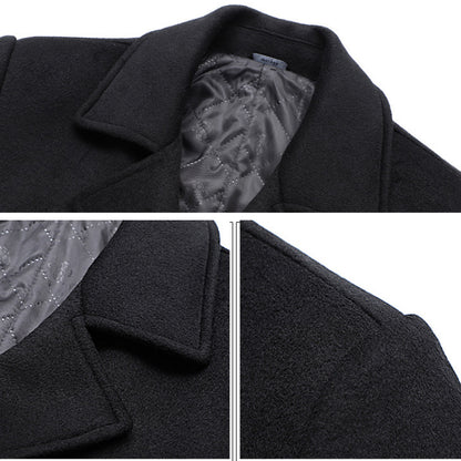 Men's Premium Wool Blend Double Breasted Quilted Long Pea Coat | xz1721