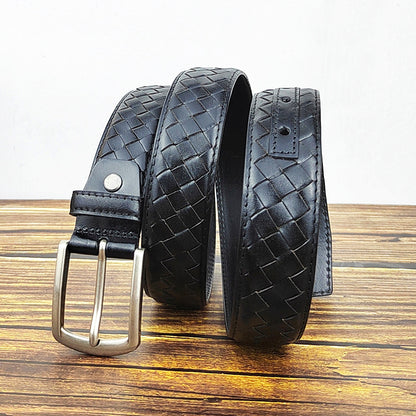 Genuine Top Grain Leather braided belt For Men 1 3/8" width | NH0005