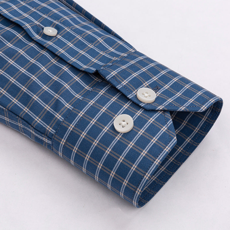 Men Thin Plaid Cotton Casual Slim Fit Long Sleeve Button Down Dress Shirts Spring Summer  |  MC-2228