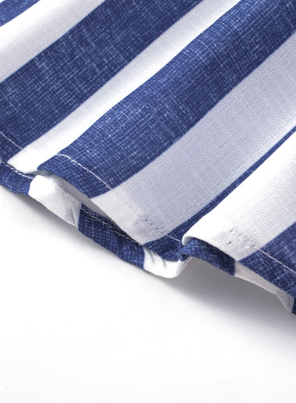 Camicie da spiaggia casual a righe in cotone e lino con bottoni a maniche lunghe da uomo | MC255371-7019 
