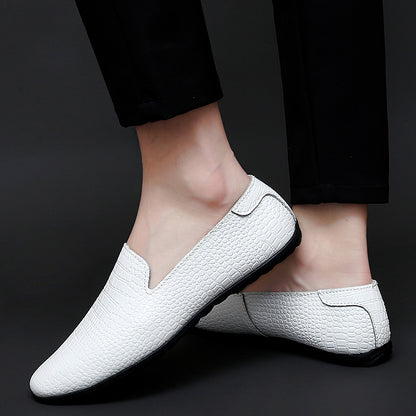 Men's Loafer Genuine Leather Snake Print Flat Heel Shoes | 2238