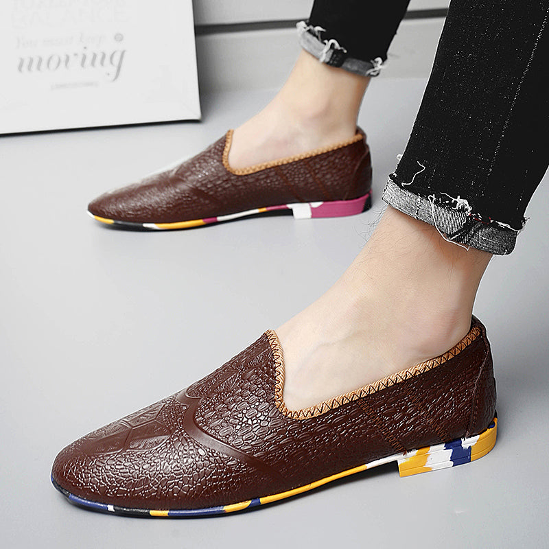 Men's Leather Flats Slip-on Loafers Comfort Casual Shoes | 2093
