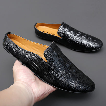 Men's Mules Comfort Loafers British Style Plaid Casual Shoes | 2230
