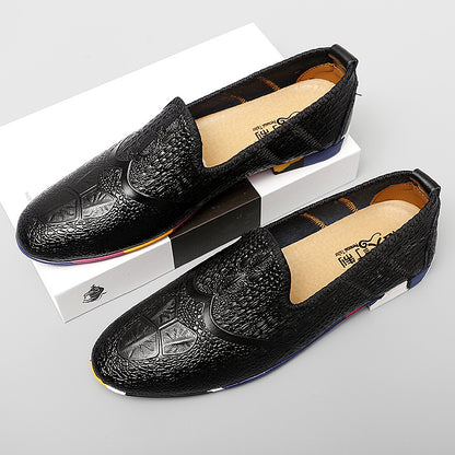 Men's Leather Flats Slip-on Loafers Comfort Casual Shoes | 2093