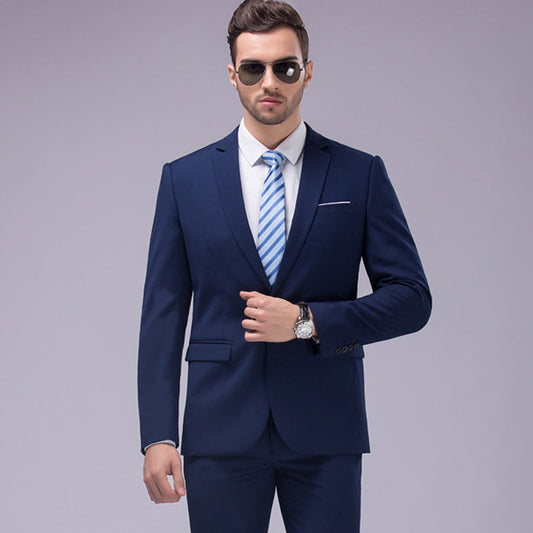 Men's Navy Suits 2pcs Sets Slim Fit Suit Tuxedo - X16