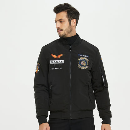 Men's Jackets-Windproof Bomber Jacket Full Zip Winter Warm Padded Coats Outwear | 5501