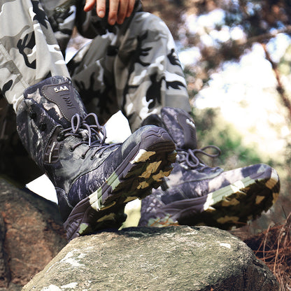 Men’s Side Zip Outdoor Training Camouflage Army Boots | Q3