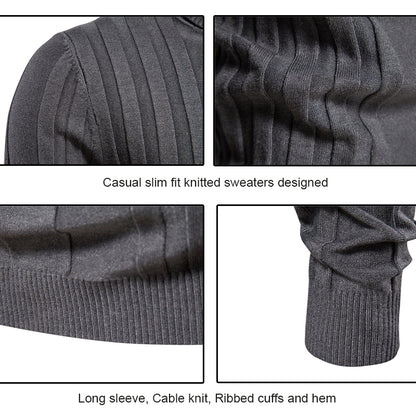Pull à col roulé en tricot à rayures verticales pour hommes-SW28