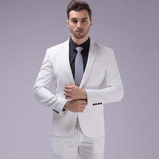 Top Quality Men's White 2pcs Suit Sets Slim Fit Tuxedo -X16