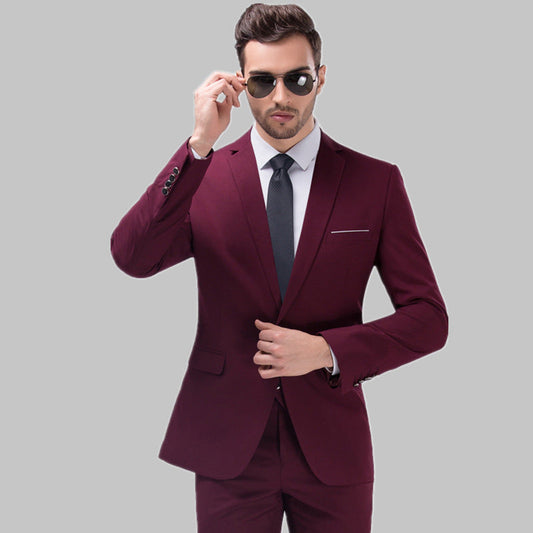 Men's Wine Red Suits 2pcs Sets Slim Fit Premium Suit Tuxedos - X16
