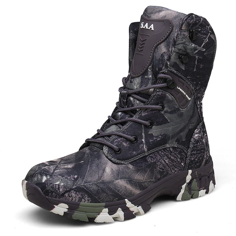 Men’s Side Zip Outdoor Training Camouflage Army Boots | Q3