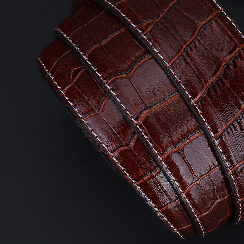 Men's Crocodile Leather Ratchet Belt For Casual Jeans