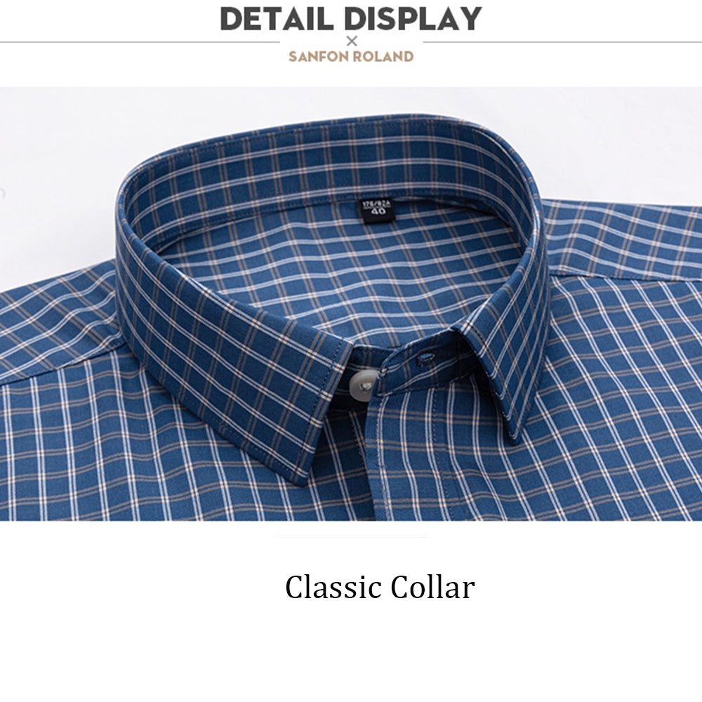 Men Thin Plaid Cotton Casual Slim Fit Long Sleeve Button Down Dress Shirts Spring Summer  |  MC-2228