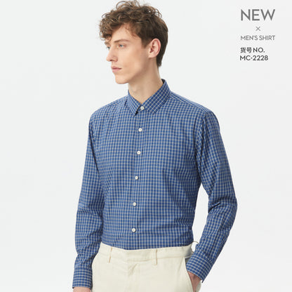 Men Thin Plaid Cotton Casual Slim Fit Long Sleeve Button Down Dress Shirts Spring Summer  |  MC-2228