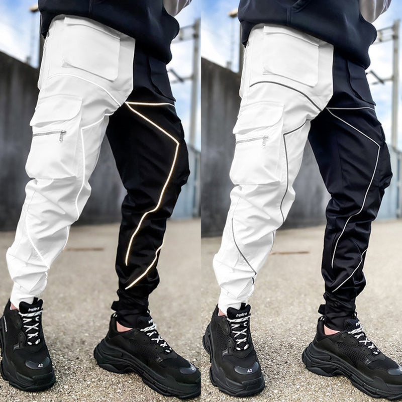Hip Hop Mens Cargo Pants Elastic Waist Harem Pants Jogger Drawstring with Pockets |