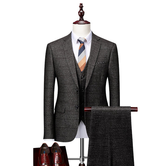 Mens Suits 3 Piece Check Plaid Suit Single Breasted Two Button JacketsTuxedo Suits Spring Autumn Winter | 1752