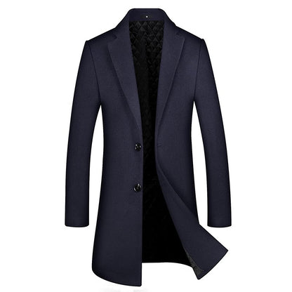 Men’s Premium Fall Trench Coat Wool Blend Long Single Breasted Overcoat | xz5903