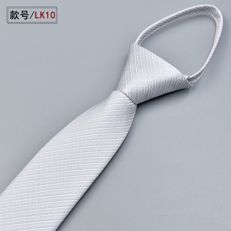 Classic Solid Color Silky Zipper Necktie Men's Pretied Ties  |  LK02