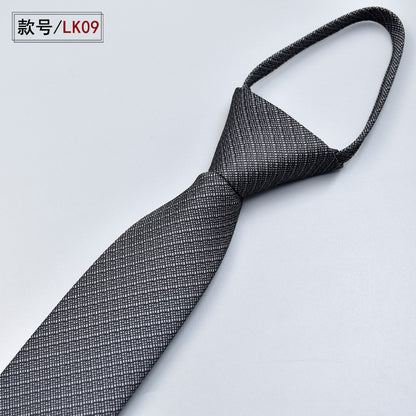 Classic Solid Color Silky Zipper Necktie Men's Pretied Ties  |  LK02