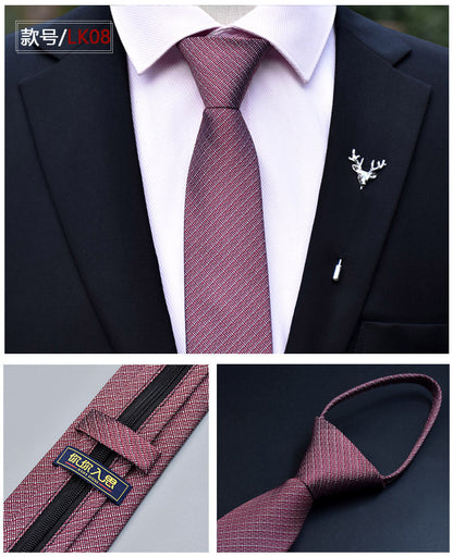 Classic Solid Color Silky Zipper Necktie Men's Pretied Ties  |  LK02