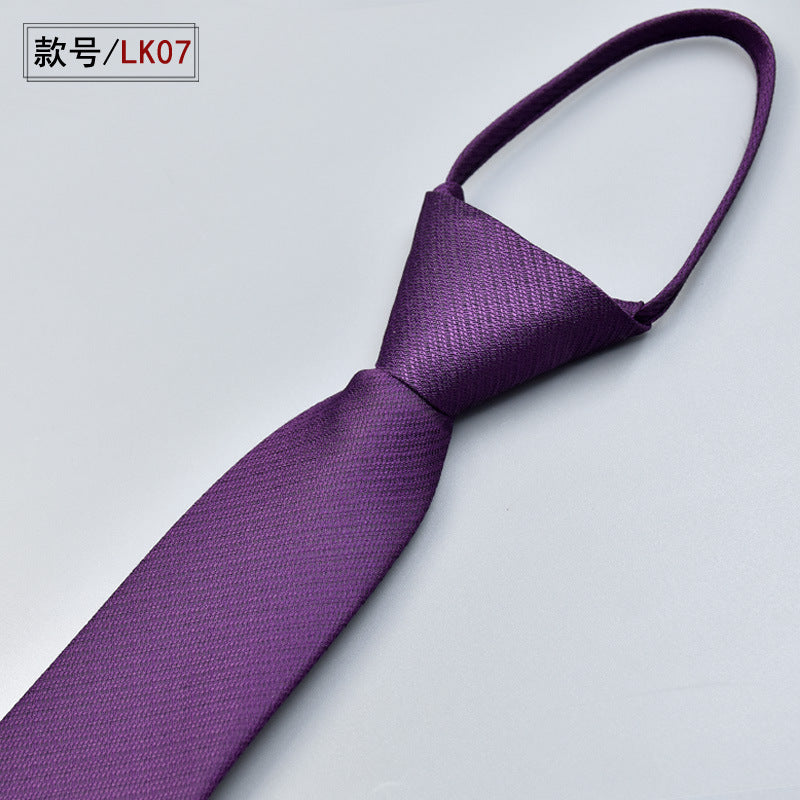 Classic Solid Color Silky Zipper Necktie Men's Pretied Ties  |  LK02