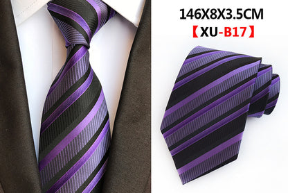 Men Ties Stripes Woven Silk Necktie For Formal Business Party |  XU-B