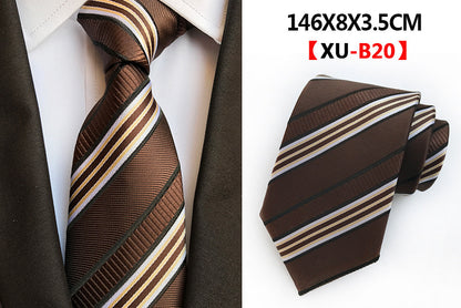 Men Ties Stripes Woven Silk Necktie For Formal Business Party |  XU-B