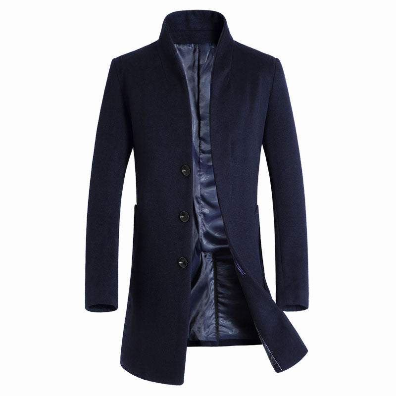 Men's Overcoat Premium Quality Wool Blend Mid Long Trench Coat | XZ1681