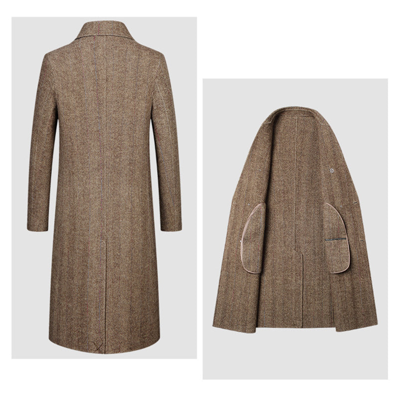 Executive Class Premium Men's Luxury Long Australian Wool Overcoat Trench Coat | XZ5829