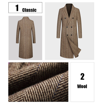 Executive Class Premium Men's Luxury Long Australian Wool Overcoat Trench Coat | XZ5829