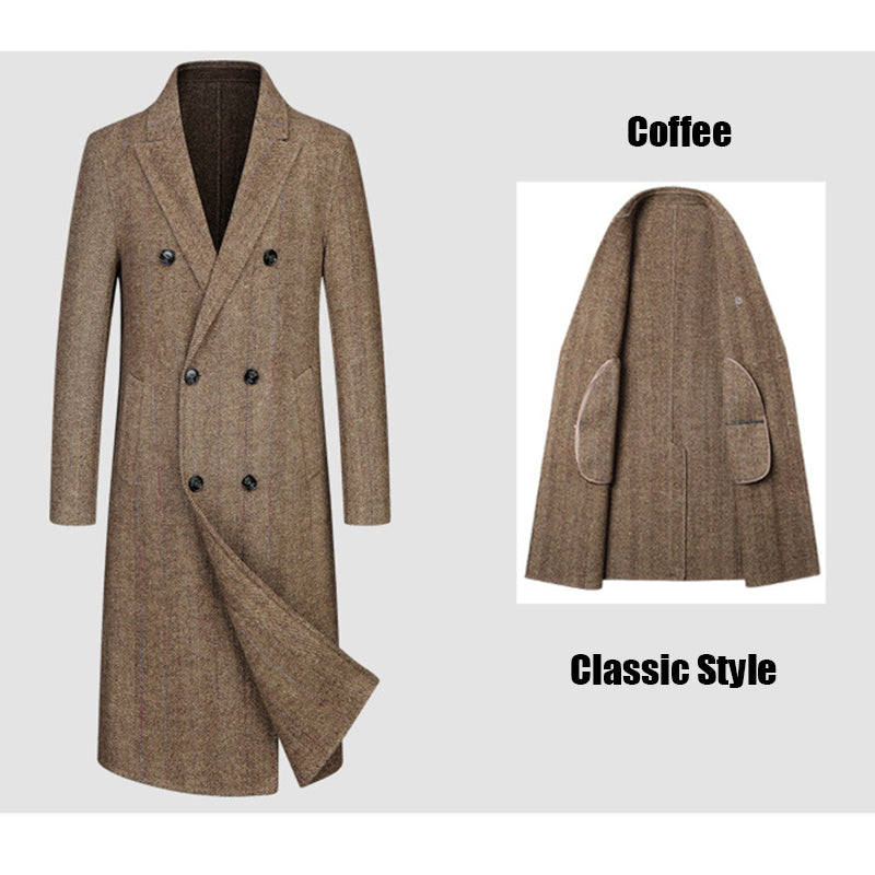 Executive Class Premium Men's Luxury Long Australian Wool Overcoat Trench Coat | XZ5829